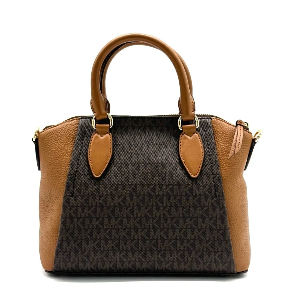 Michael Kors Sienna Medium Logo and Leather Messenger Bag Brown/Acorn